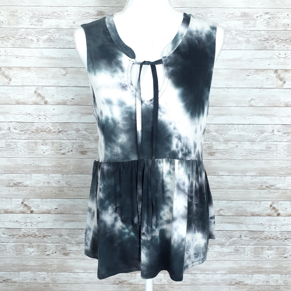 Knox Rose Sleeveless Top M Peplum Tie Dye 496